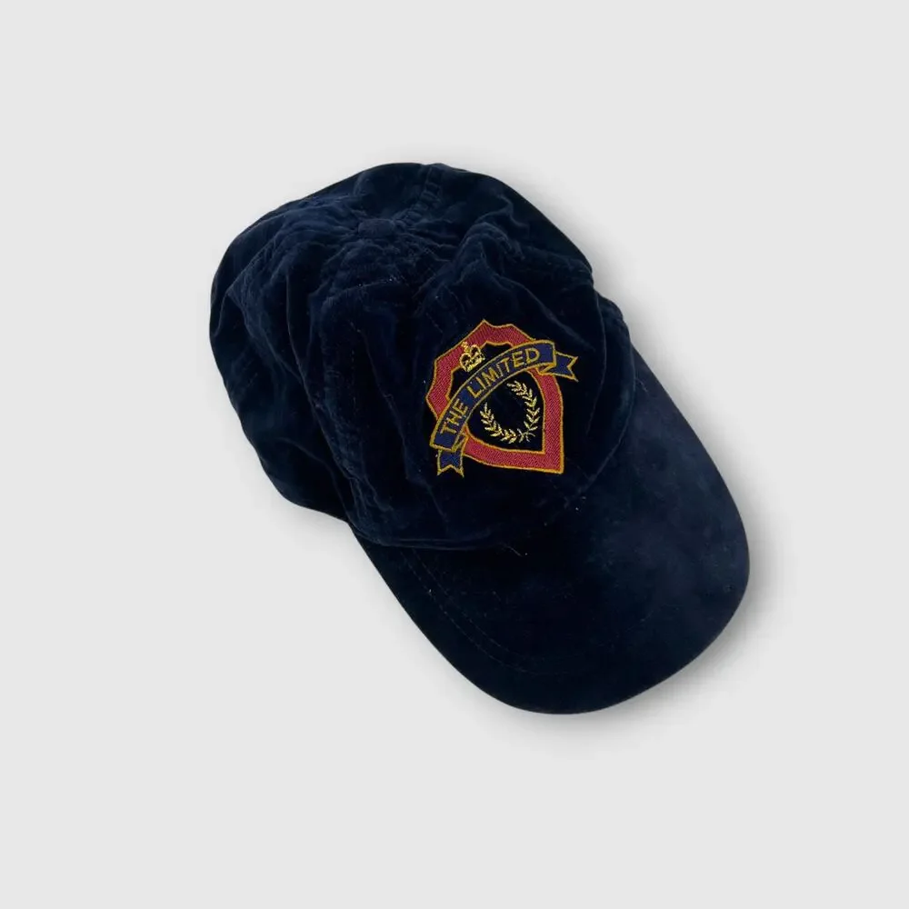 Vintage 1990s The Limited Navy Velvet Crest Cap - Picture 1 of 6